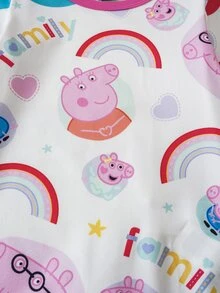 Peppa Pig X SHEIN 女嬰圓領長袖休閒連身褲 Peppa Pig - 白色 - 查看 4