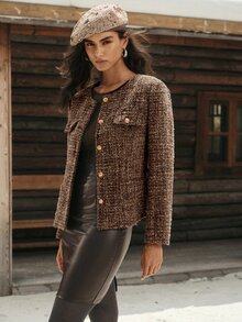 MOTF PREMIUM WOMEN'S AUTUMN/WINTER PLAID LONG SLEEVE ELEGANT OVERCOAT - Multicolor - View 5