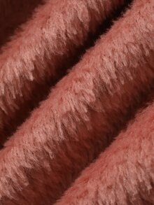Livesso Solid Teddy Coat & Plaid Print Pants PJ Set - Pink - View 7