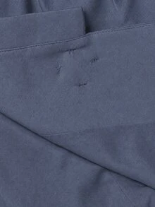 SHEIN MOD 優雅青蛙鈕扣掛脖上衣與直筒長褲套裝 - 霧霾藍 - 查看 12