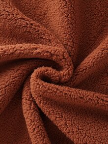 Wandoria Fall Winter Solid Zip Up Fuzzy Coat - Rust Brown - View 5
