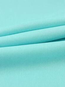 Rina Fox Women's Mint Blue Plunging V-Neck Backless Short Sleeve Fitted Top - Mint Blue - View 7