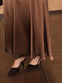 Roveilla Plus High Waist Mermaid Hem Skirt - Brown - View 7