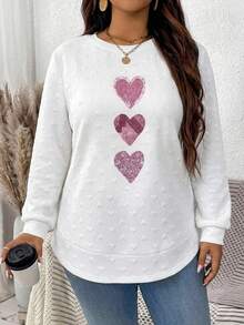 EMERY ROSE كنزة نسائية بمقاس كبير بنمط قلب كاجوال للاستخدام اليومي بأكمام طويلة - متعدد الألوان - مشاهدة 3