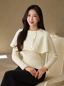 DAZY 2PCS Women Sweater Co-Ords - Beige - View 6