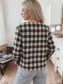 Holdful Holdful Plaid Print Button Front Blouse - Multicolor - View 2