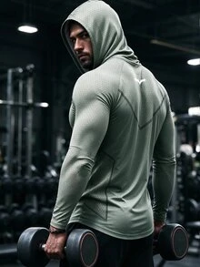 GymBeat Men's Bat Print Raglan Long Sleeve Drawstring Hooded Sweatshirt - Multicolor - View 2