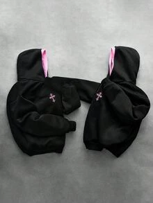 SHEIN 大童男孩十字圖案休閒日常穿著秋冬衛衣 - 彩色 - 查看 6