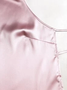 Sweetra New Backless Tie-Up Satin Tank Top, Elegant And Fashionable, Suitable For Parties And Street Wear - Pink - View 3
