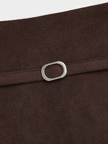 Sweetra Plus Size Vintage A-Line Mini Skirt - Brown - View 6