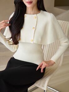 DAZY 2PCS Women Sweater Co-Ords - Beige - View 8