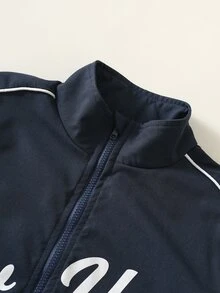 SHEIN 2件組小男孩秋冬休閒字母印花拉鍊外套與長褲運動套裝 - 彩色 - 查看 6