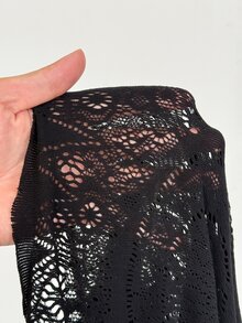 Whyspr Plus Size Women's Lace Long Sleeve Sheer Sexy Jumpsuit - Black - View 6