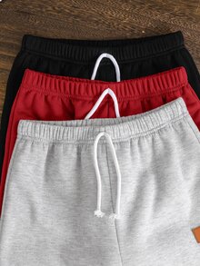 SHEIN 兒童 3 件組大童男孩休閒字母印花運動長褲套裝 時尚慢跑褲 Joggers 運動長褲組合包 - 彩色 - 查看 5