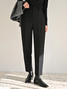 Dazy Tall Business Casual Solid Color Women's Suit Pants Fall - Black - View 9