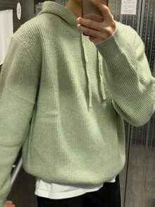DAZY Autumn/Winter Bean Green Loose Hooded Korean Style Thick Knit Sweater For Men - Mint Green - View 1