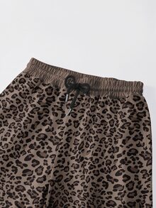 Resyla Leopard Print, Two Pieces Set, Stand-Collar Half-Zip Sweatshirt And Loose Pants, Sexy Style, Young And Casual Style - Multicolor - View 3