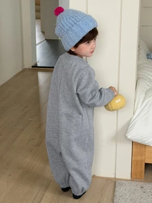 Dazy Kids Infant (Boy) Solid Color Casual Long Sleeve Bodysuit - Grey - View 2