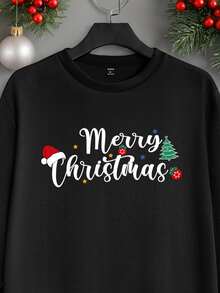 Manfinity Homme Men 1pc Christmas Letter Graphic Pullover Sweatshirt - Black - View 4