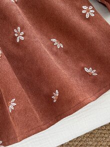 SHEIN 女嬰編織拼接色塊荷葉邊刺繡休閒洋裝 - 彩色 - 查看 5