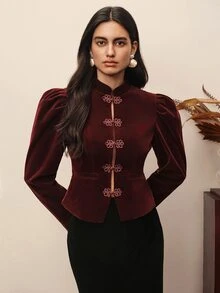 BELROSIE Women Blazers - Burgundy - View 3