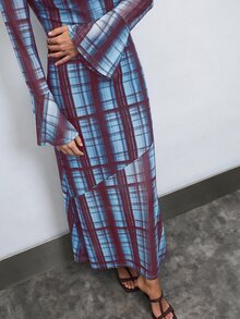 Nöista Women's Plaid Casual Long Dress For Gatherings - Multicolor - View 5