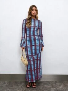 Nöista Women's Plaid Casual Long Dress For Gatherings - Multicolor - View 3
