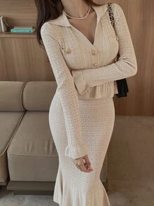 DAZY Women Sweater Dresses - Apricot - View 3