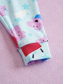 Peppa Pig X SHEIN Baby Girl Round Neck Long Sleeve Top And Long Pants Loungewear Snug Fit - Baby Blue - View 8
