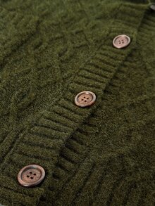 Maweii Plus Size Women's Sweater Cardigan, With Pockets And Straps, Army Green, Warm, Casual, Autumn/Winter - Army Green - View 6