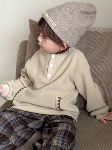 Dazy Kids Infant (Boy) Round Neck Fleece Korean Style Long Sleeve Sweatshirt - Baby Blue - View 5