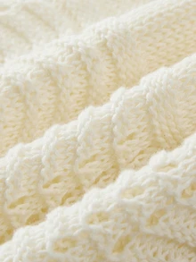 SHEIN Franclia New Solid Color Hollow Crochet Sun Protection Cardigan Women Versatile Outerwear Knit Cardigan - Apricot - View 3