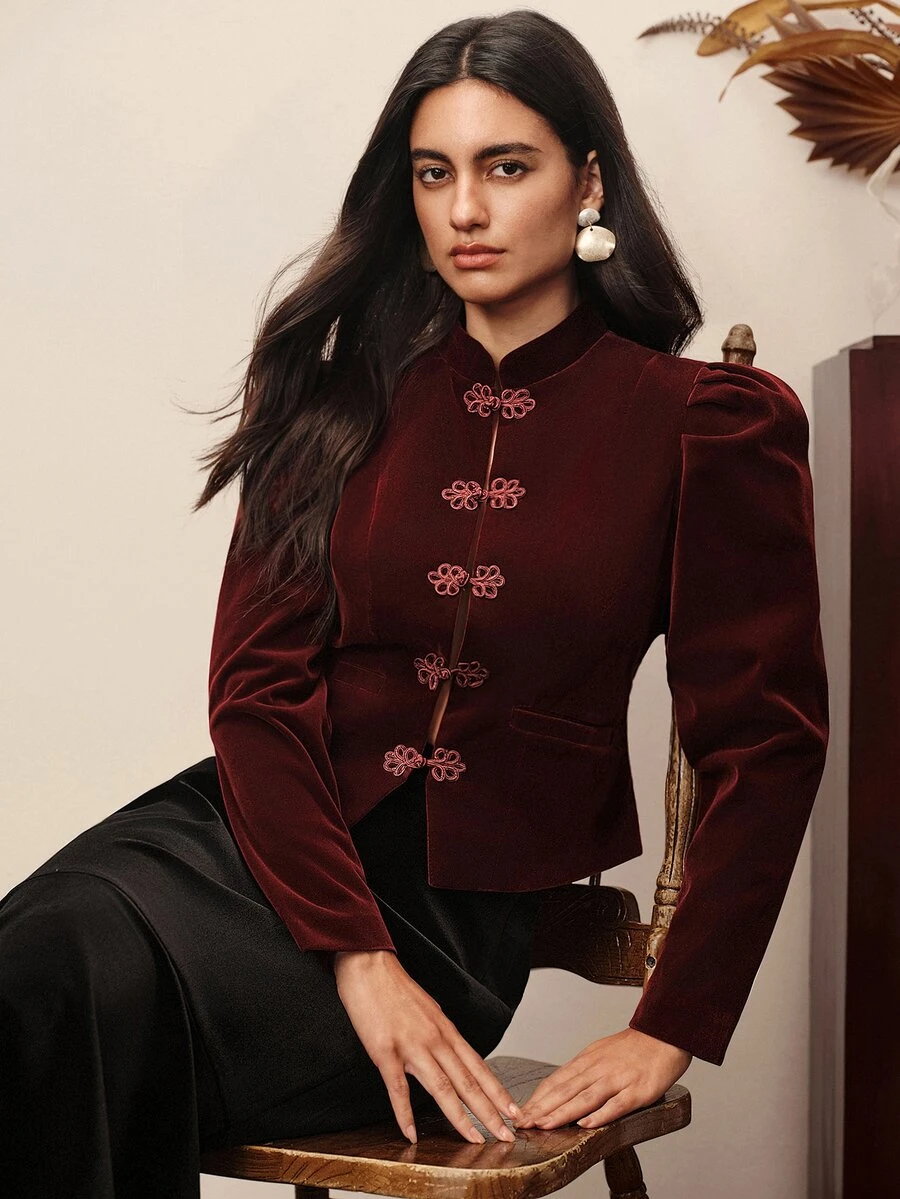 BELROSIE Women Blazers - Burgundy - View 1