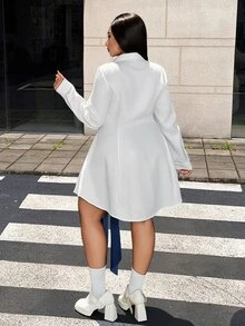 Maweii Plus Size Women's Colorblock Casual Party Summer Dress - White - View 6
