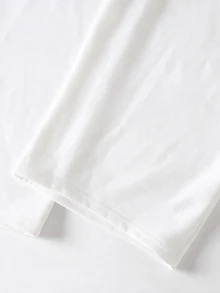 SHEIN 青少年女孩純色抽繩腰休閒百搭日常穿著長褲 - 白色 - 查看 6