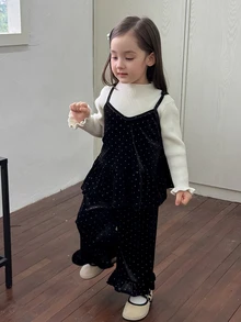 Dazy Kids Infant/Toddler (Girl) Polka Dot Korean Style 2 Pieces Camisole Set - Black - View 3