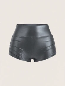 SHEIN EZwear 女款素色休閒百搭日常穿搭短褲 - 淺灰色 - 查看 1