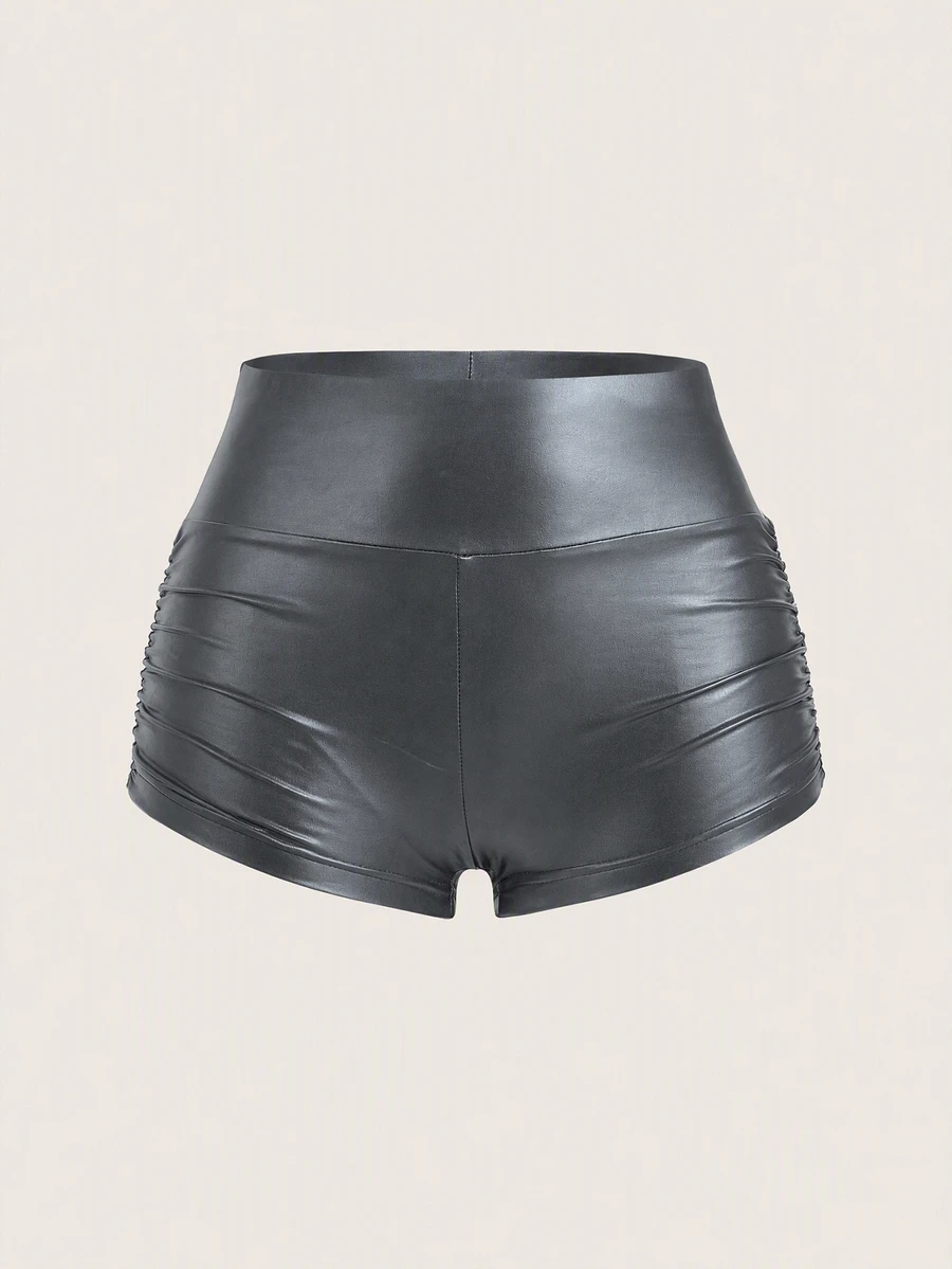 SHEIN EZwear 女款素色休閒百搭日常穿搭短褲 - 淺灰色 - 查看 1