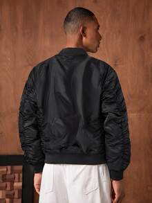 AKNOTIC Men's Solid Color Casual Versatile Winter Padded Coat - Black - View 8