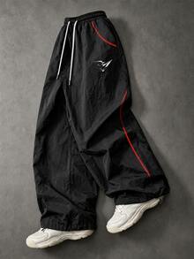 Sport MetroGents Men's Geometric Print Drawstring Waist Loose Fit Sports Pants - Black - View 1