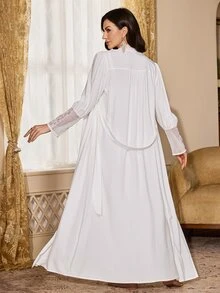 PalaceNights Vintage Palace Romantic Women's Robe + Camisole Long Nightgown 2 Pieces Set - White - View 2