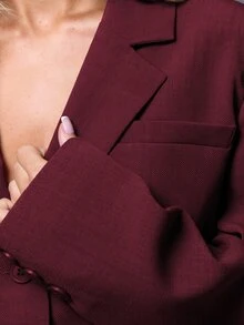 MUSERA 女用輕盈西裝外套 - 酒紅色 - 查看 4