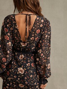 WESTFADE Wrap Front Long Sleeve Floral Print Maxi With Slip Dresses 2 PCS, Fall, Autumn, Cowgirl, Western, Country Concert, Boho, Cute, Festival, Thanksgiving - Multicolor - View 2