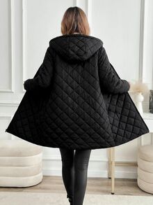 SHEIN Clasi 女款冬季保暖內裡連帽夾克 露營度假黑色休閒款 - 黑色 - 查看 2