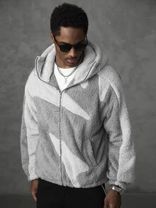 Manfinity Roughcore 2026 New Men's New Year Christmas Halloween Holiday Gift Fashion Design Minimalist Elegant Versatile Loose Long Sleeve Premium Zip-Up Multi-Color Fleece Hooded Jacket - Multicolor - View 7