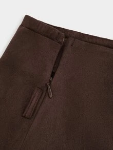 Sweetra Plus Size Vintage A-Line Mini Skirt - Brown - View 7