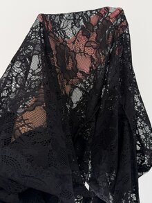 EgrlEra Mock Neck Lace Bodycon Dress Without Cami Dress - Black - View 7