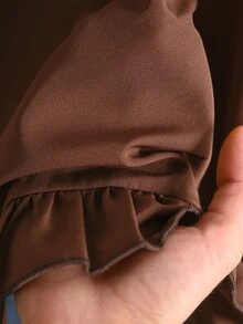CosyJoli Kemeja Kasual Serbaguna untuk Wanita Ukuran Besar dengan Warna Polos, Cocok untuk Pemakaian Sehari-hari - Coklat - View 5
