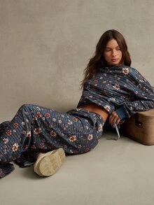 WESTFADE Floral Print Sweatpants, Fall, Autumn Clothes, Winter Outfit, Cowgirl, Western, Country, Casual, Lounge, Boho, Cute - Multicolor - View 5