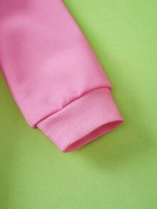 Peppa Pig X SHEIN Baby Girl Round Neck Long Sleeve Cute Jumpsuit Peppa Pig - Pink - View 5